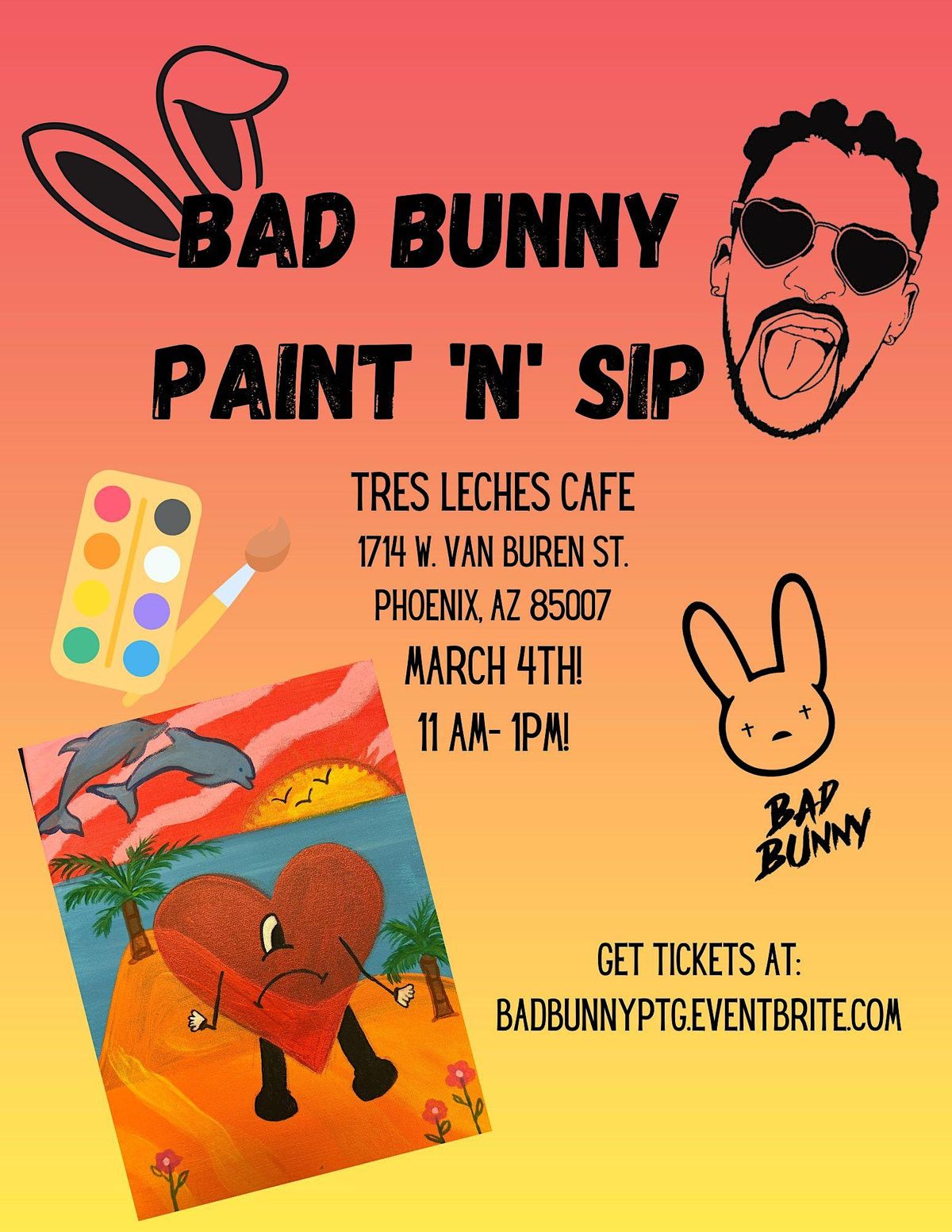 Bad Bunny Paint and Sip at Tres Leches Cafe!