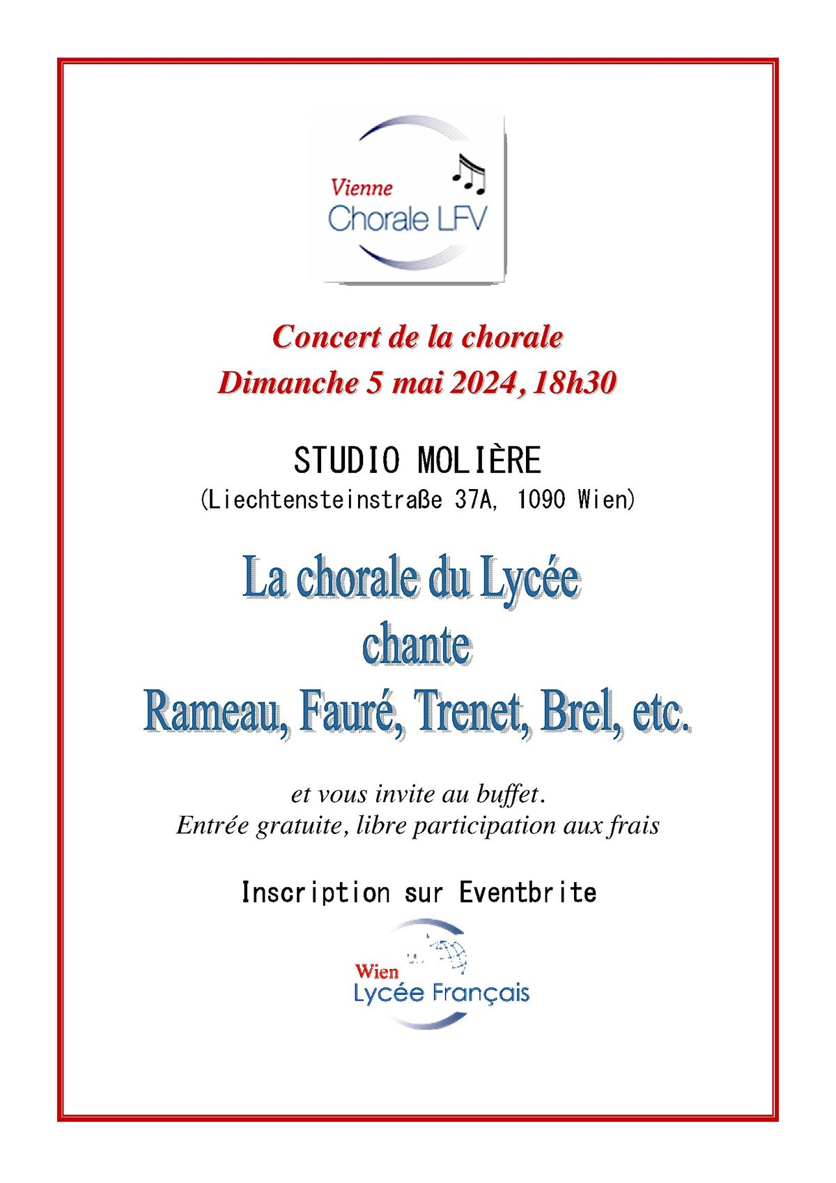 La Chorale du Lyc\u00e9e chante Rameau, Faur\u00e9, Tr\u00e9net, Brel