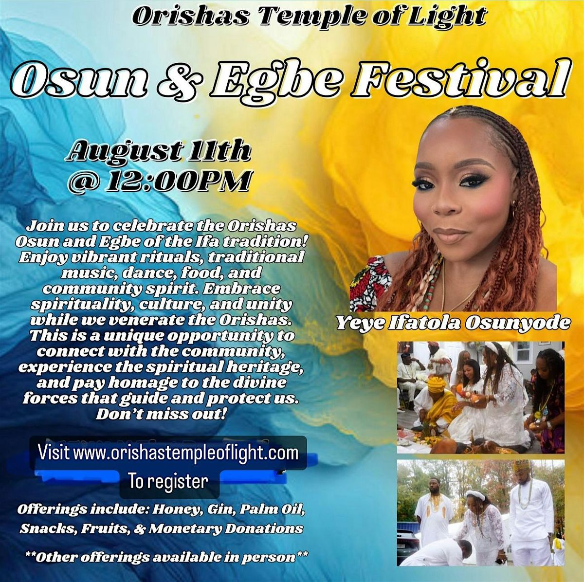 Orishas Temple of Light Presents: Osun & Egbe Festival