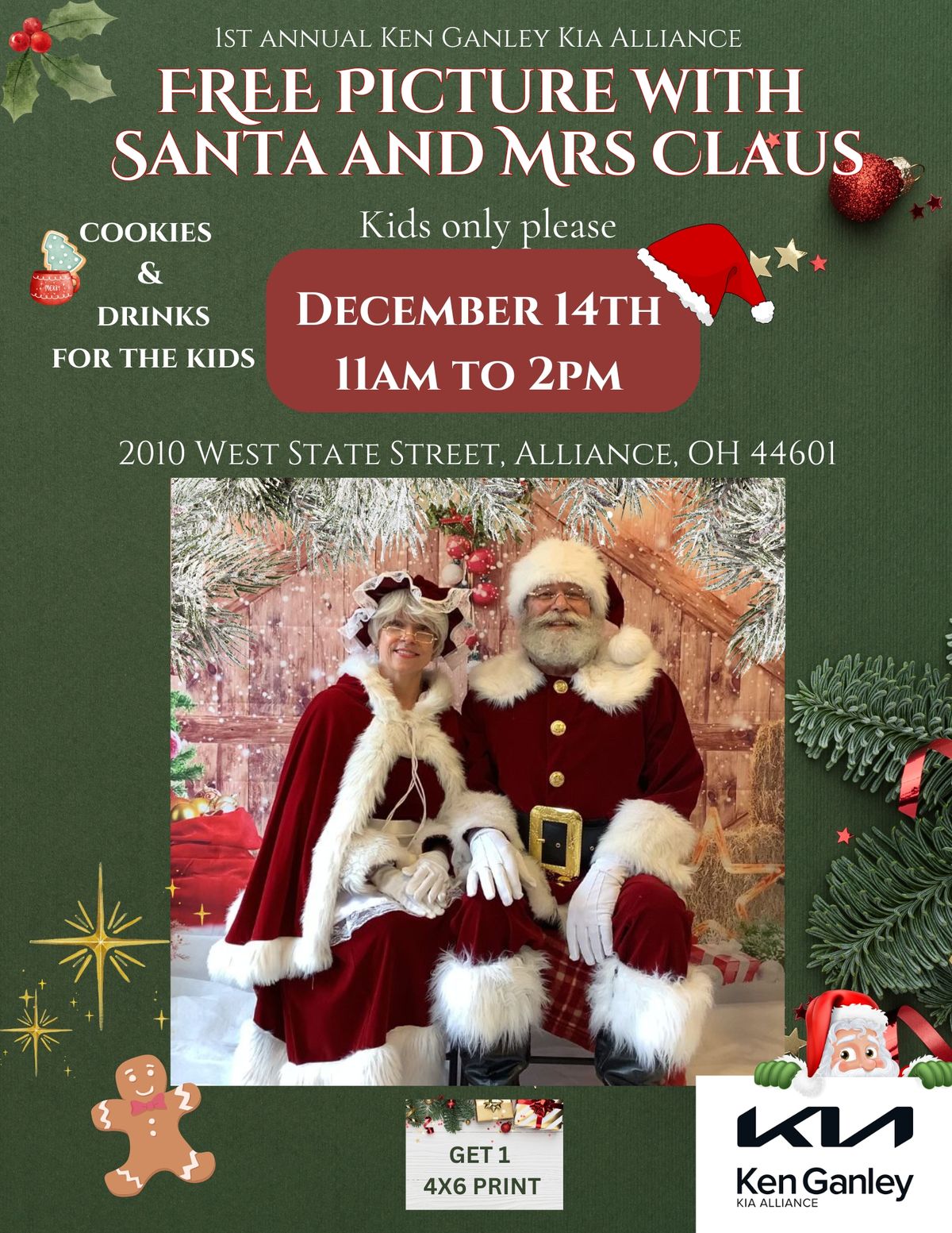 FREE picture with Santa and Mrs. Claus