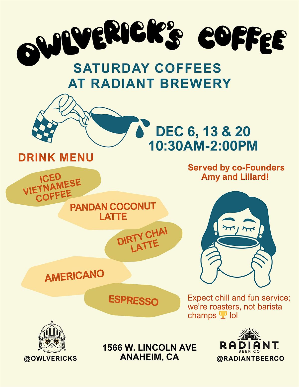Owlverick's Saturday Coffees @ Radiant Brewery