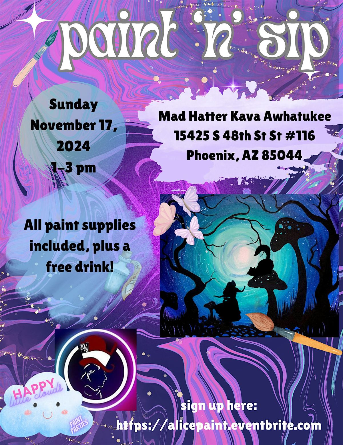 Wonderland Paint 'n' Sip at Mad Hatter Kava Awhatukee