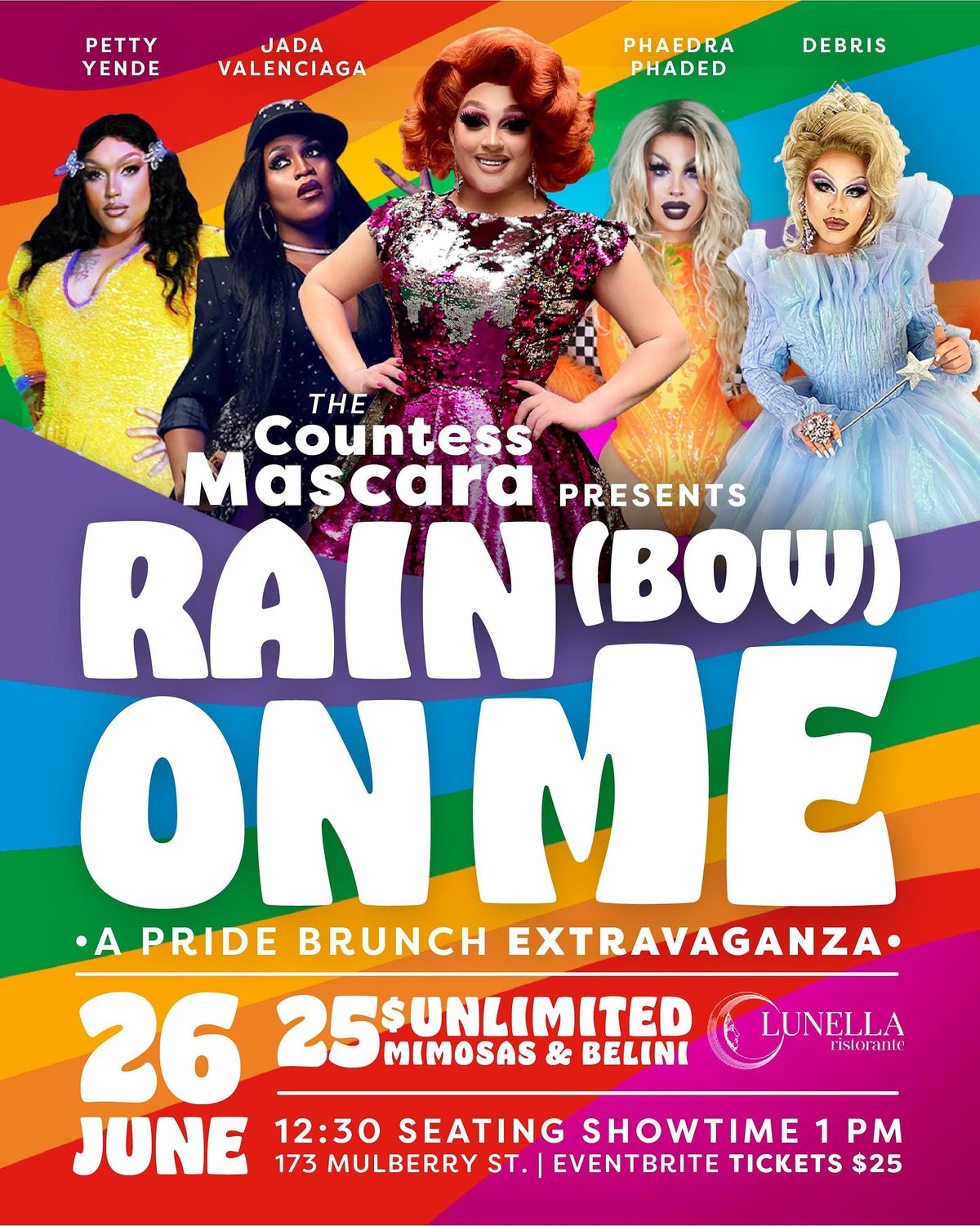 Rain(bow) On Me: Pride Drag Brunch Extravaganza at Lunella Ristorante