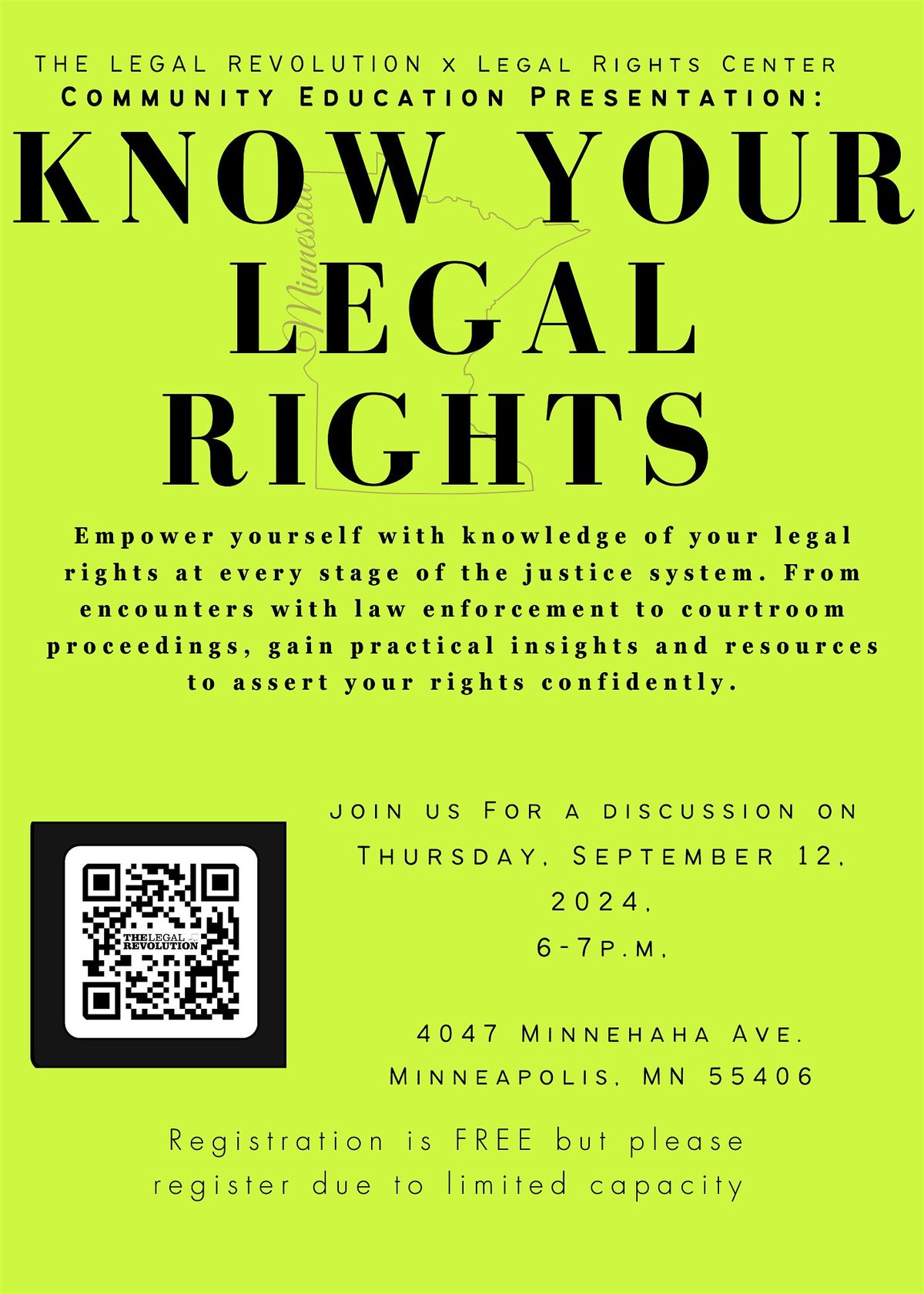 Community Ed. Presentation: Know Your Legal Rights w Legal Rights Center