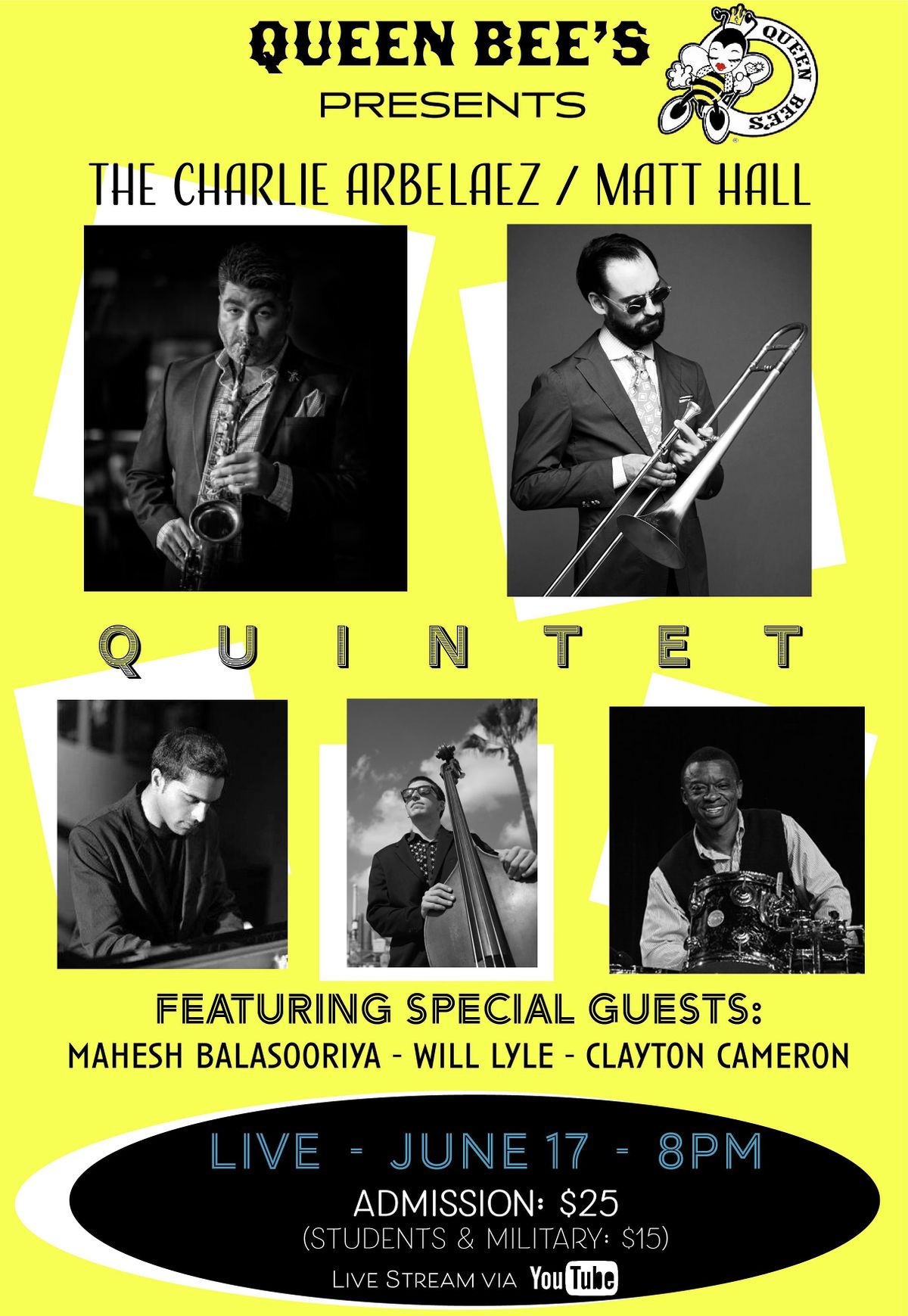 Charlie Arbelaez & Matt Hall Quintet LIVE @ Queen Bee's