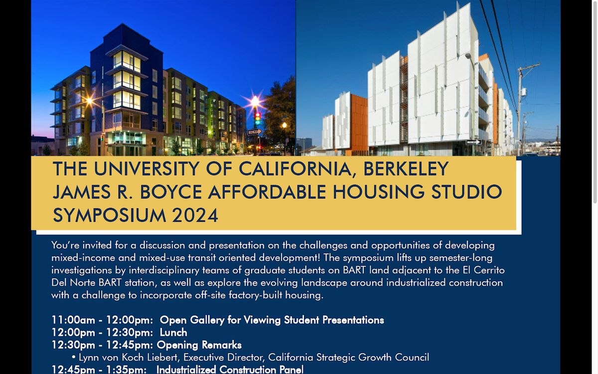James R. Boyce Affordable Housing Studio Symposium 2024