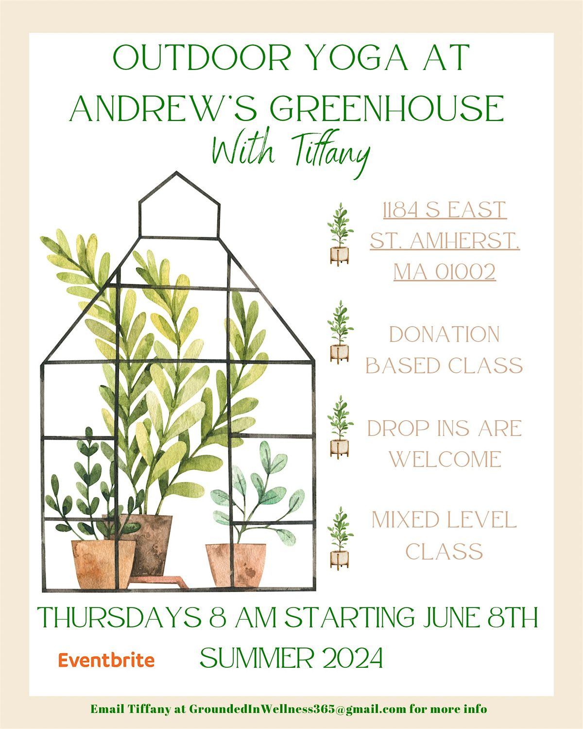 Outdoor yoga at Andrew\u2019s Greenhouse With Tiffany