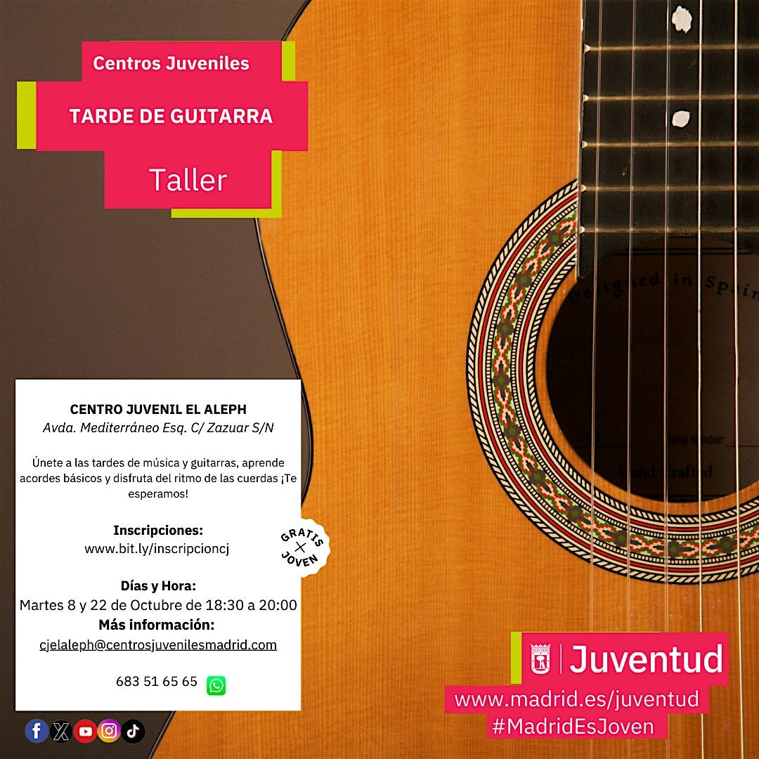 TARDE DE GUITARRA (14 A 30 A\u00d1OS) GRATIS