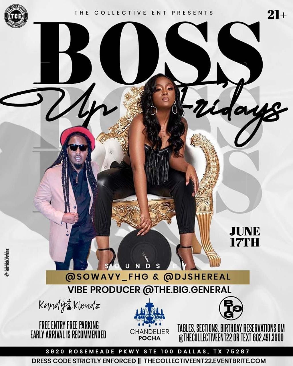 Boss Up Fridays, Chandelier Pocha, Dallas, 24 June to 25 June