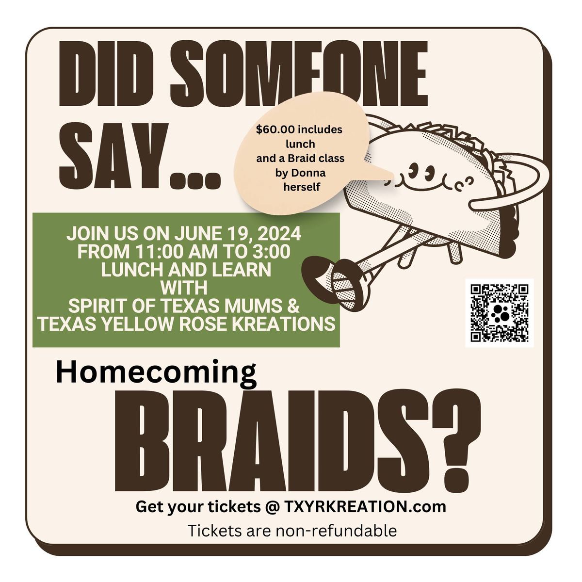 Homecoming Braid Lunch and Learn with Spirit of Texas Mums & Texas Yellow Rose Kreations