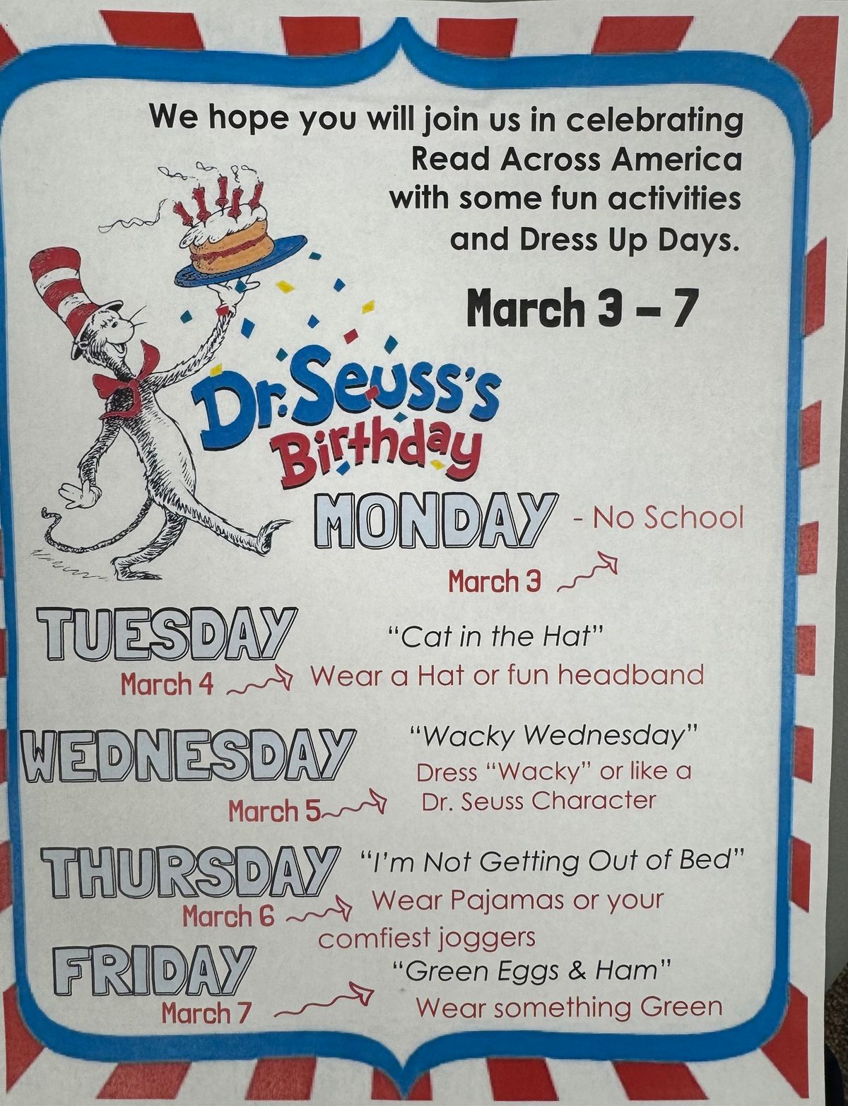 Read Across America Dress Up Days!