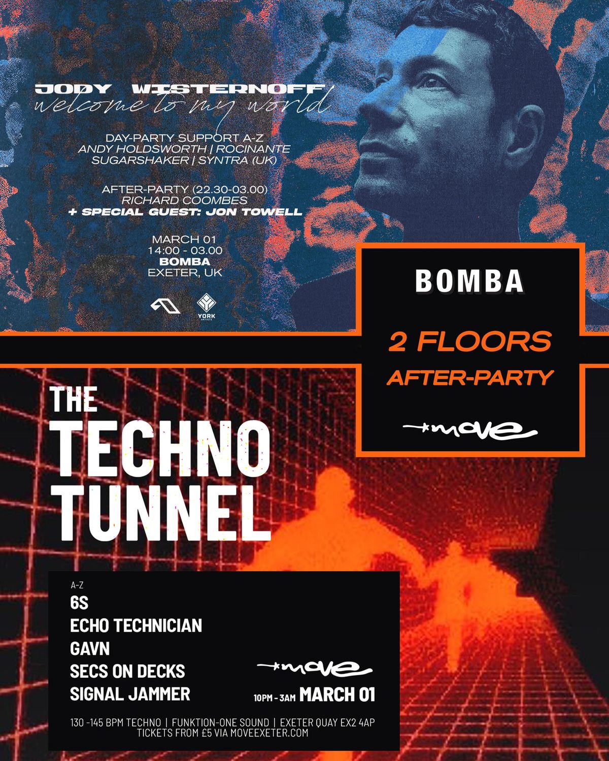 THE TECHNO TUNNEL + PROG HOUSE AFTER-PARTY 2 FLOORS- Sat 1st March - Move - Exeter