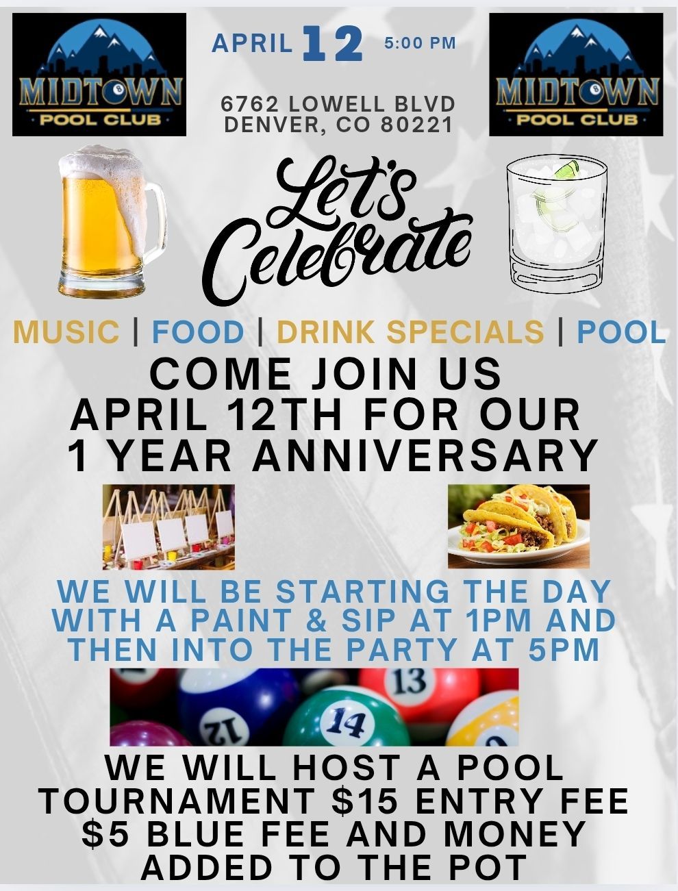 Midtown Pool Club's \ud83e\udd73 \ud83c\udf89 1 Year Anniversary Celebration \ud83c\udf8a \ud83c\udf89 