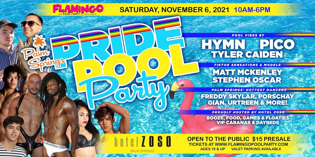 Palm Springs PRIDE Pool Party! Hotel Zoso w\/ 3 DJs! Hot Go-Gos! Models!