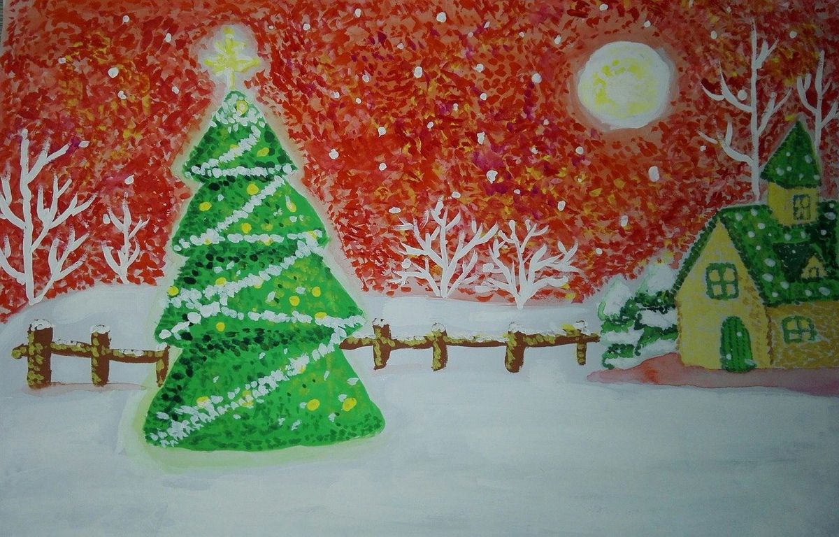 Pointillism Watercolour Christmas Cards