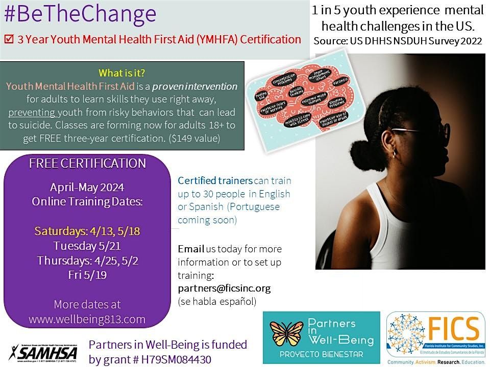 SATURDAY 4\/13! Youth Mental Health First Aid Certification Online IN TEAMS