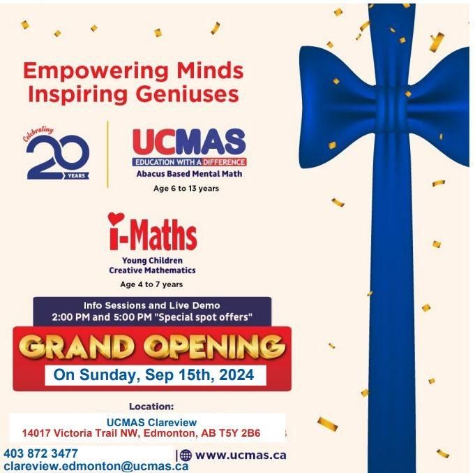 Grand Opening: UCMAS Clareview Edmonton North - Unlock Your Child's Potential!