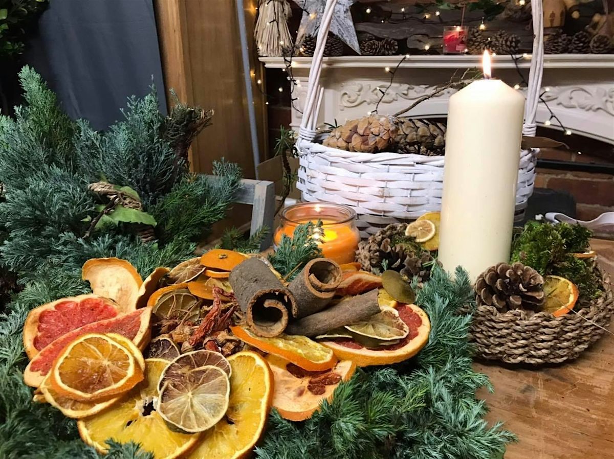 Christmas wreath making workshop 2024. Free Prosecco and cake