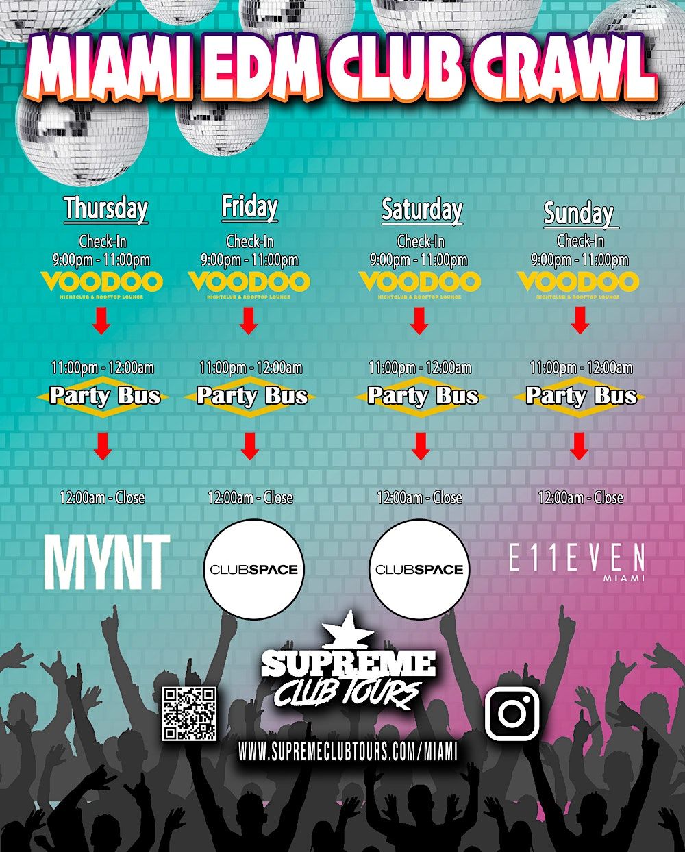 MIAMI: ULTIMATE EDM CLUB CRAWL 2023 (Every Thurs\/Fri\/Sat\/Sun)