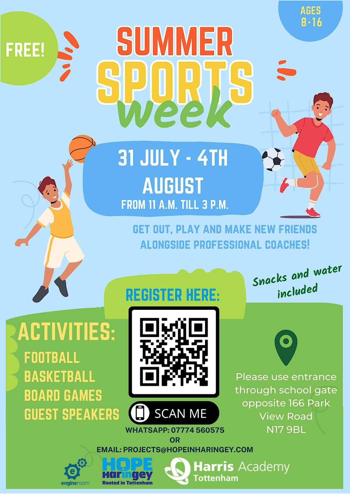 Summer Sports Week, Harris Academy Tottenham, London, 31 July to 4 August