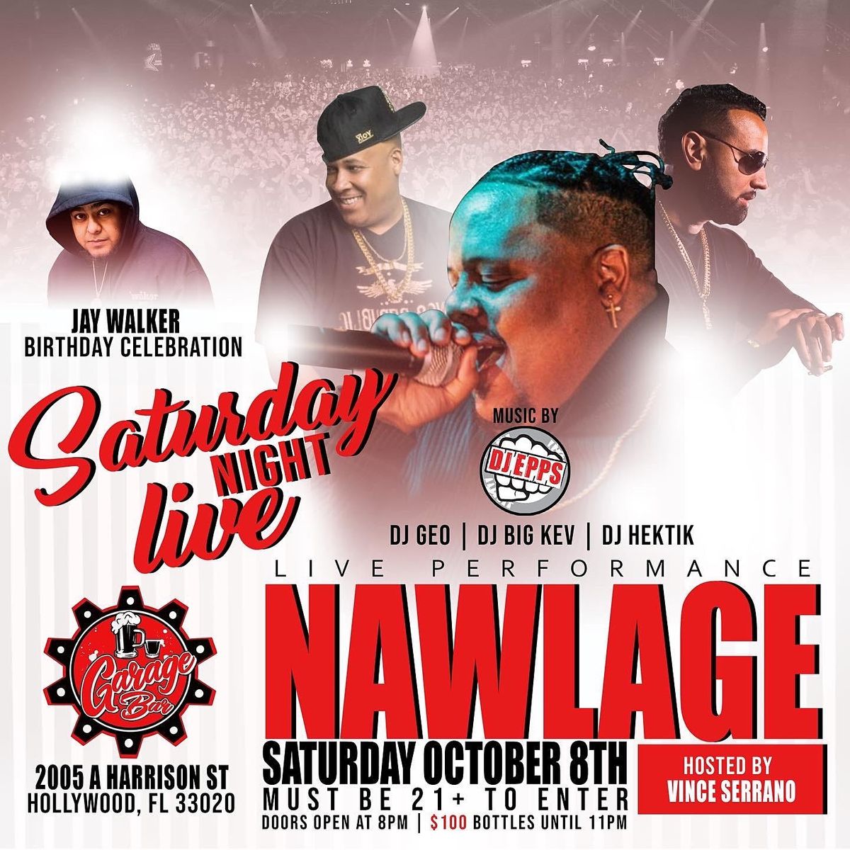 dancehall artist NAWLAGE live Sat Oct 8t Garage Bar in Hollywood Florida