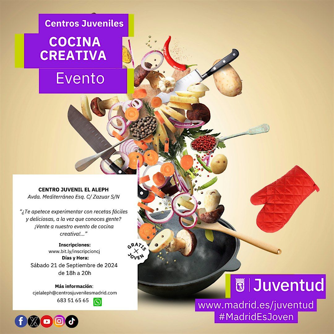 TALLER COCINA CREATIVA GRATIS (14 A 30 A\u00d1OS)