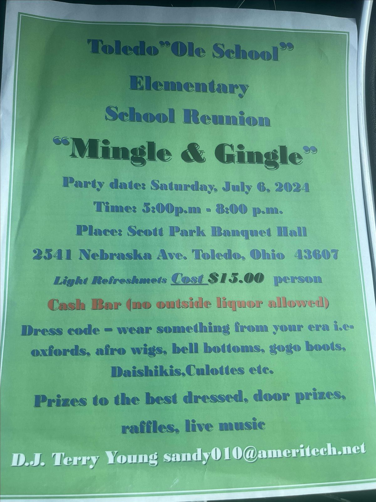 Mingle and Gingle  Toledo "Ole School" Elementary School Reunion social hour