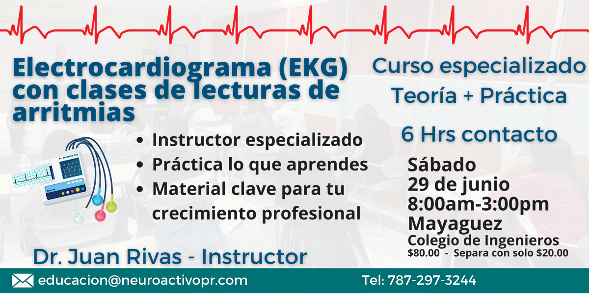 Certificaci\u00f3n de Electrocardiograma (EKG) + clases de lectura de arritmias