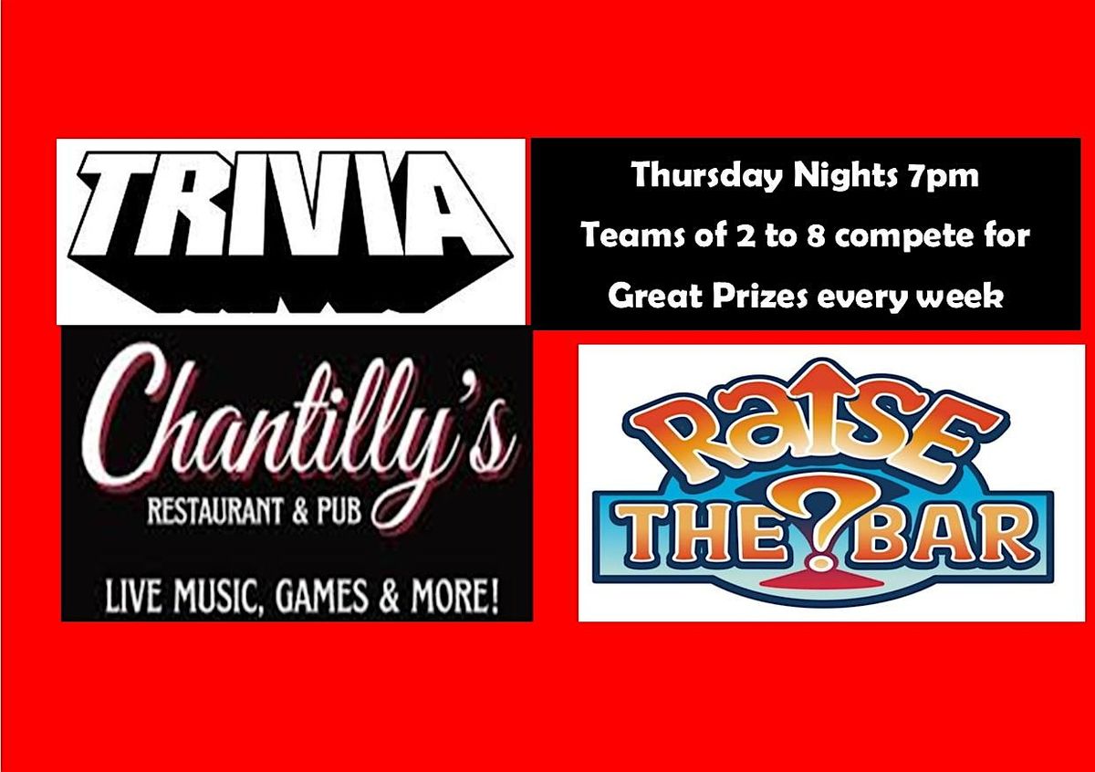 Thursday Night Trivia 7pm at Chantilly's in Hooksett