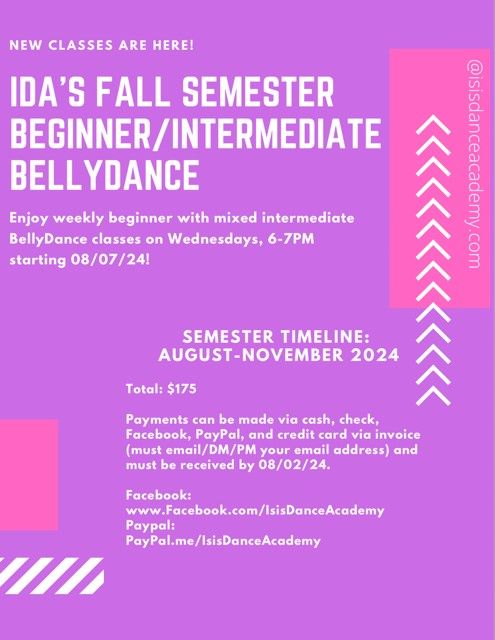 IDA Fall Semester Beginner\/Intermediate Bellydance