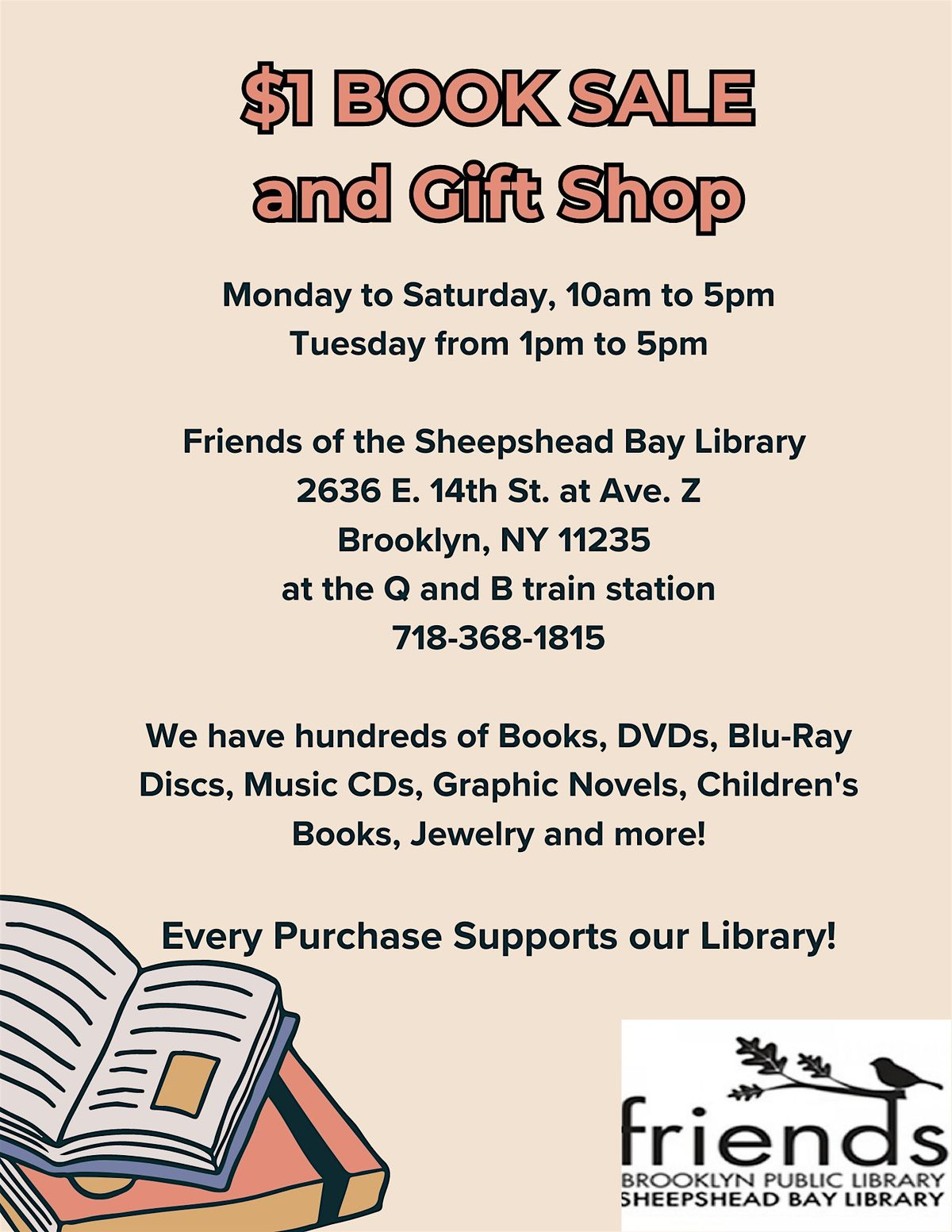$1 Book Sale and Gift Shop - Every Purchase Supports our Library