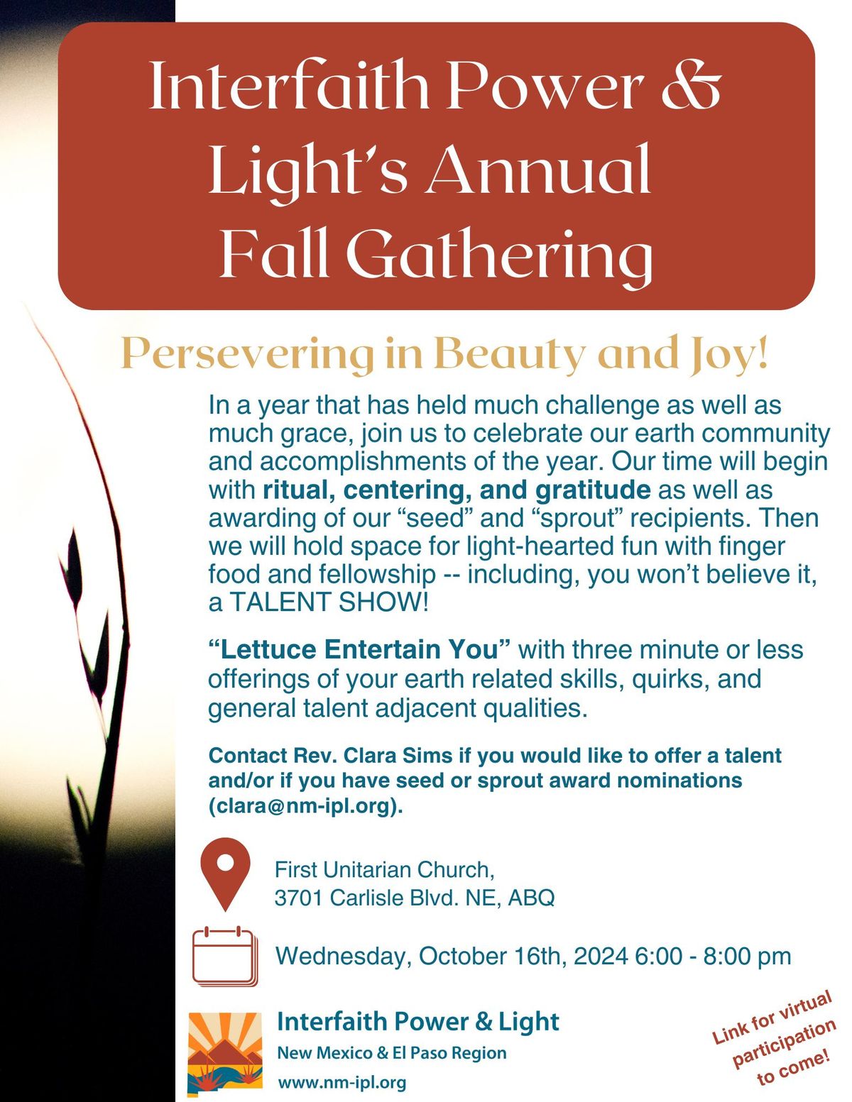 Persevering in Beauty: Interfaith Power & Light\u2019s Annual Fall Gathering