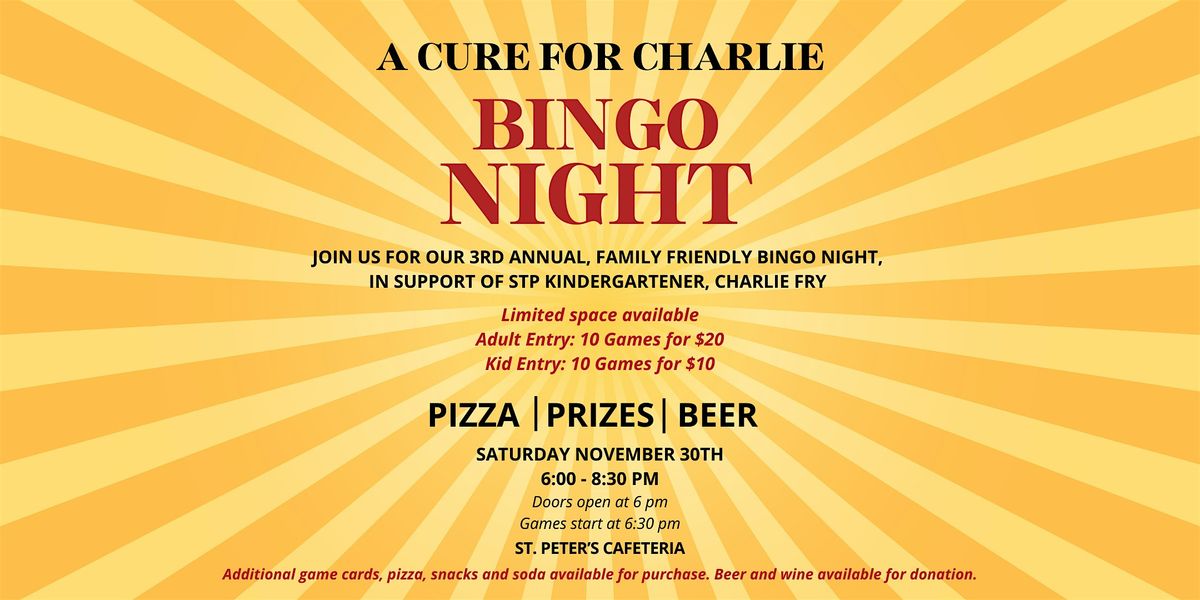 A Cure for Charlie Bingo Night 2024