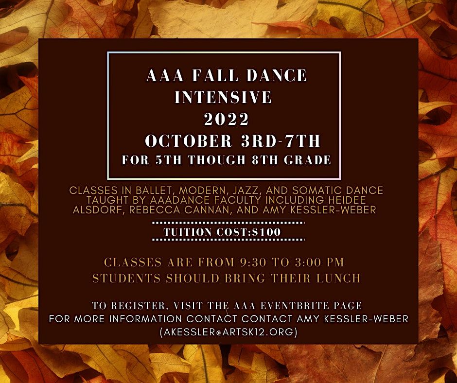 2022 Fall Dance Intensive for 5th -8th Grade, Arkansas Arts Academy ...
