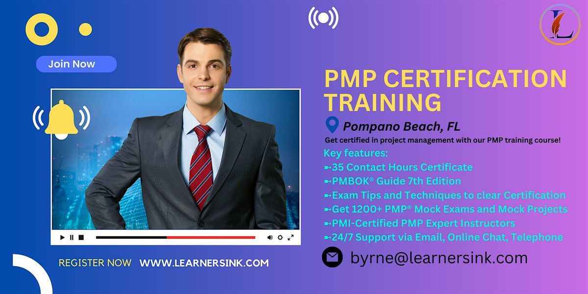 Confirmed PMP exam prep workshop in Pompano Beach, FL