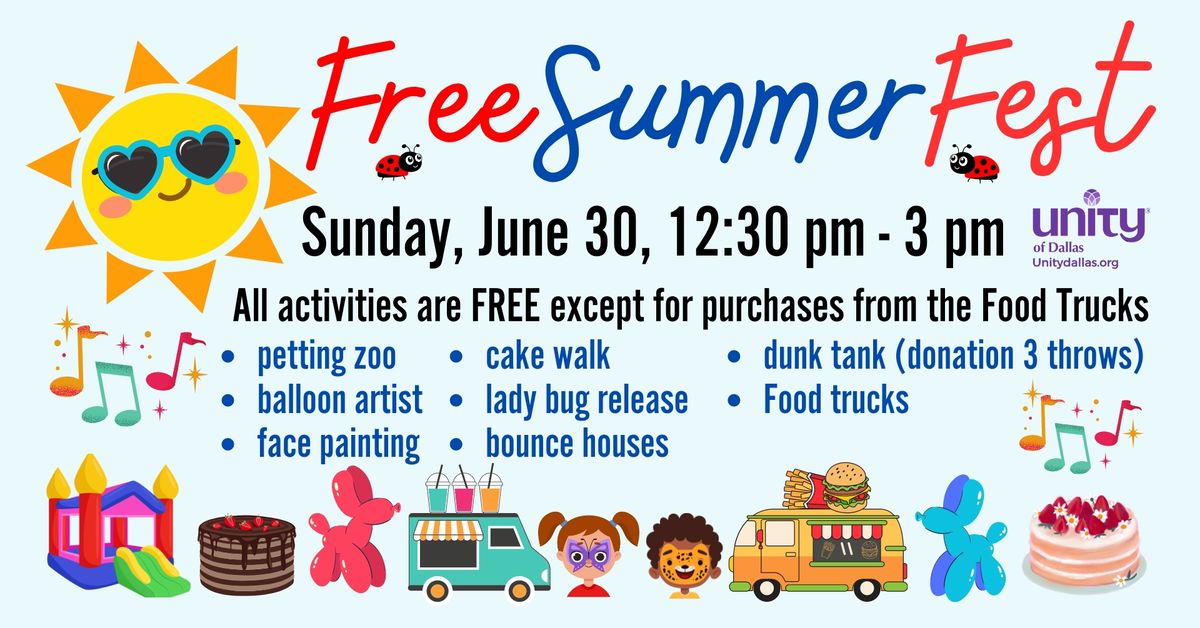 In-Person: Free SummerFest, Sunday, June 30, 12:30 pm - 3 pm