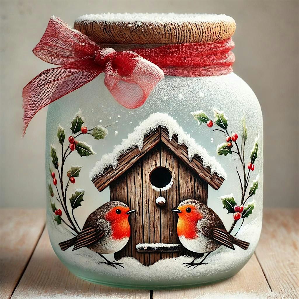 Decoupage Christmas Cookie Jar - Workshop