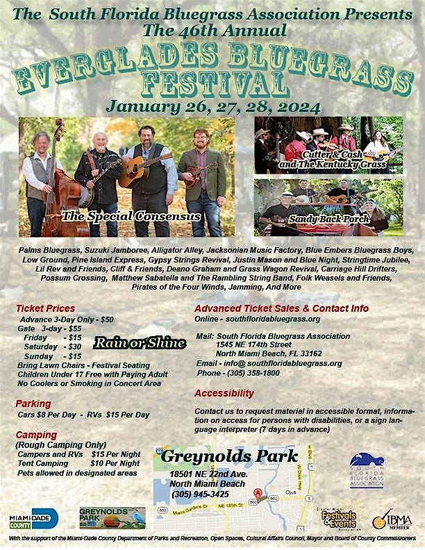 Everglades Bluegrass Festival 2024 Greynolds Park All Weekend