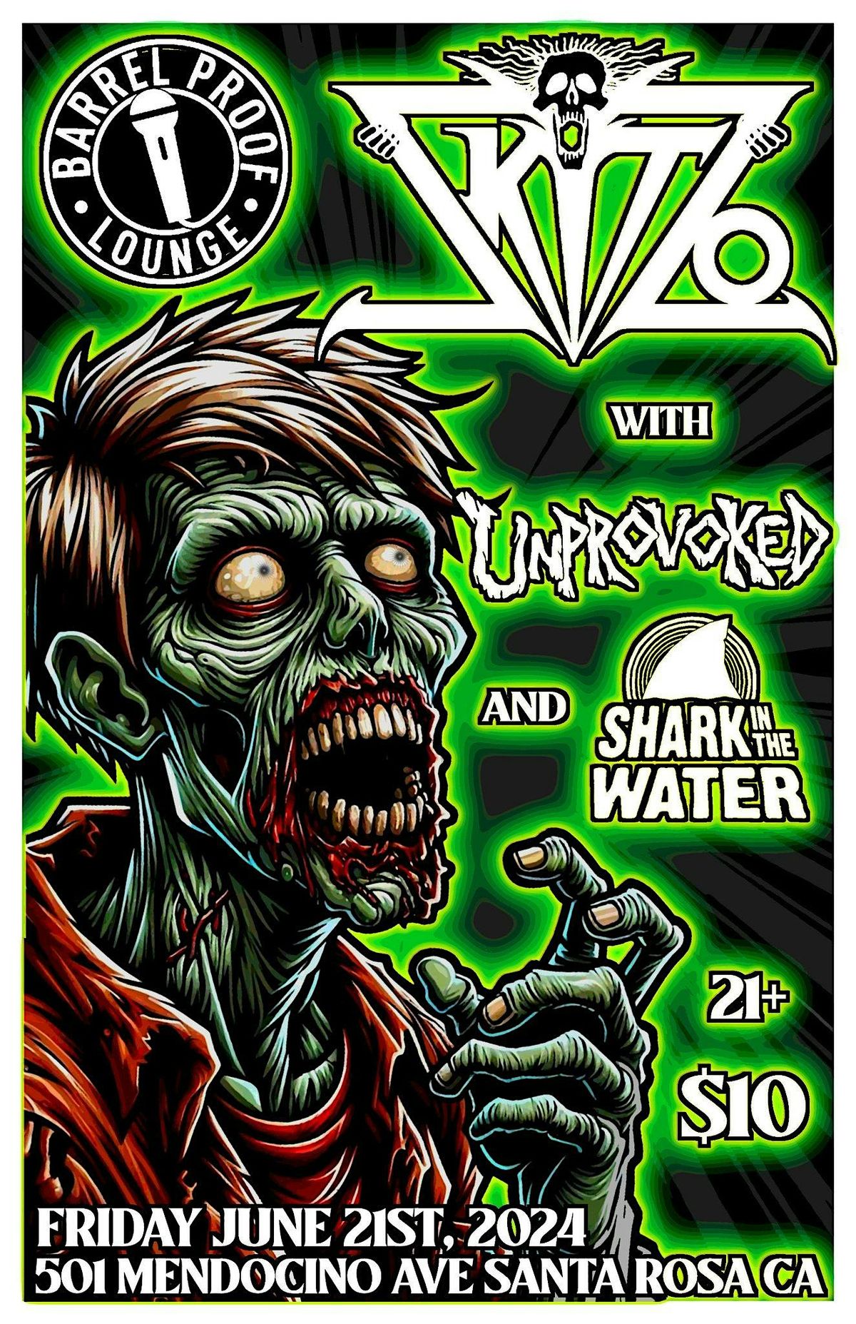 Live  Metal - Skitzo with Unprovoked & Shark in the Water  - Downtown Santa Rosa