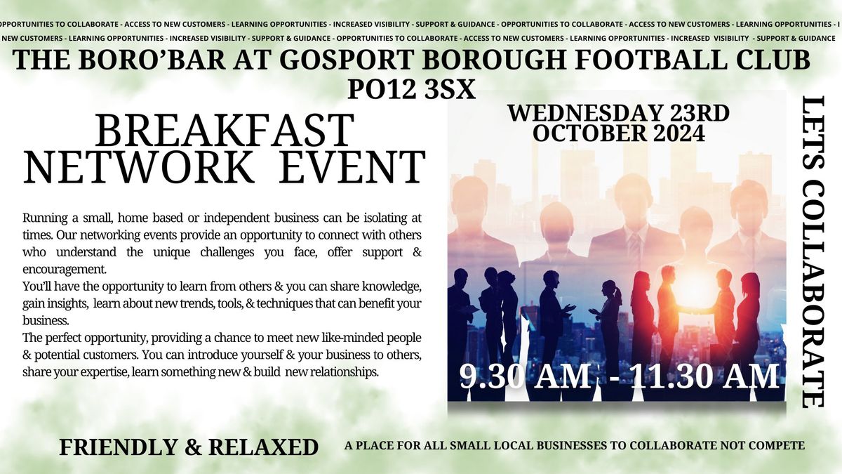 BREAKFAST NETWORK EVENT AT THE BORO'BAR AT GOSPORT BOROUGH FC