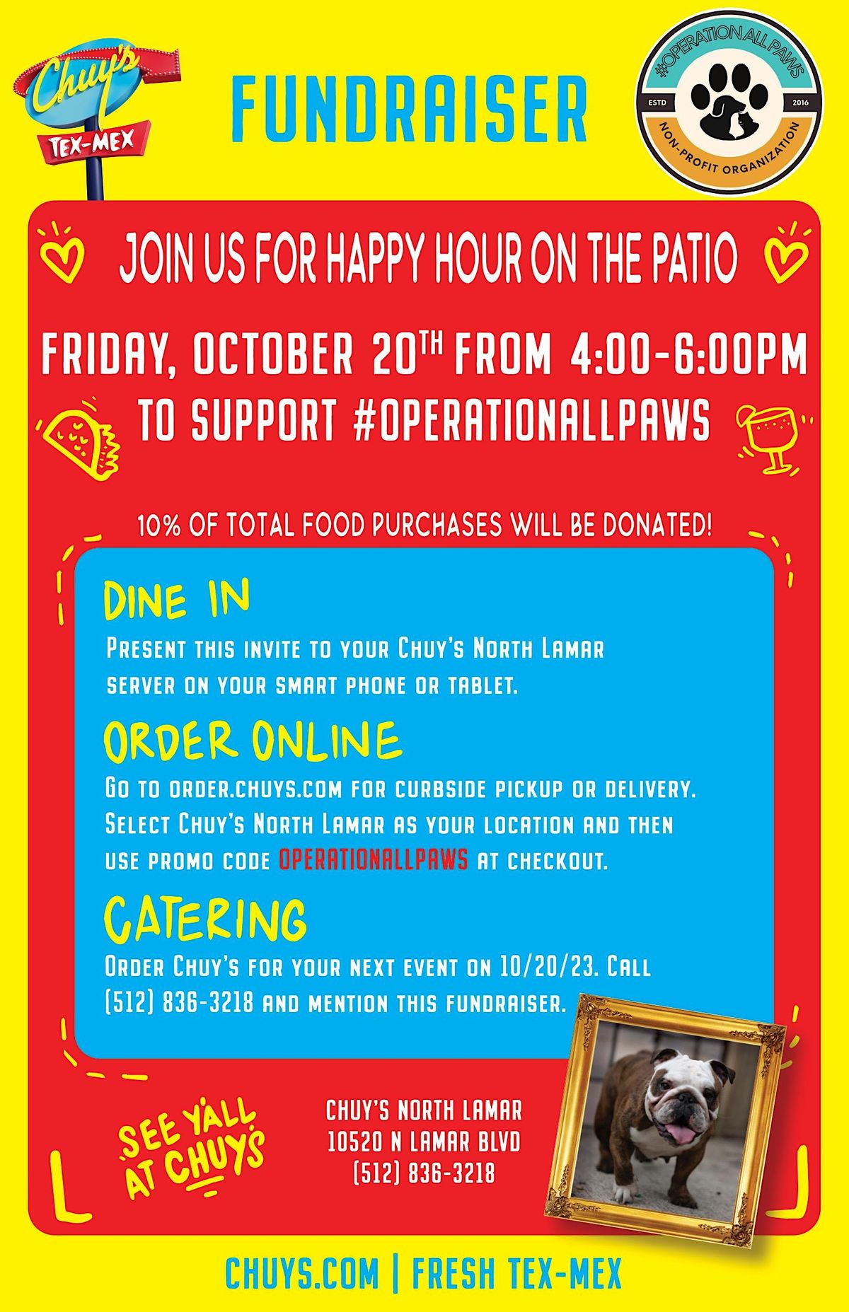 #OperationAllPaws Happy Hour at Chuy\u2019s