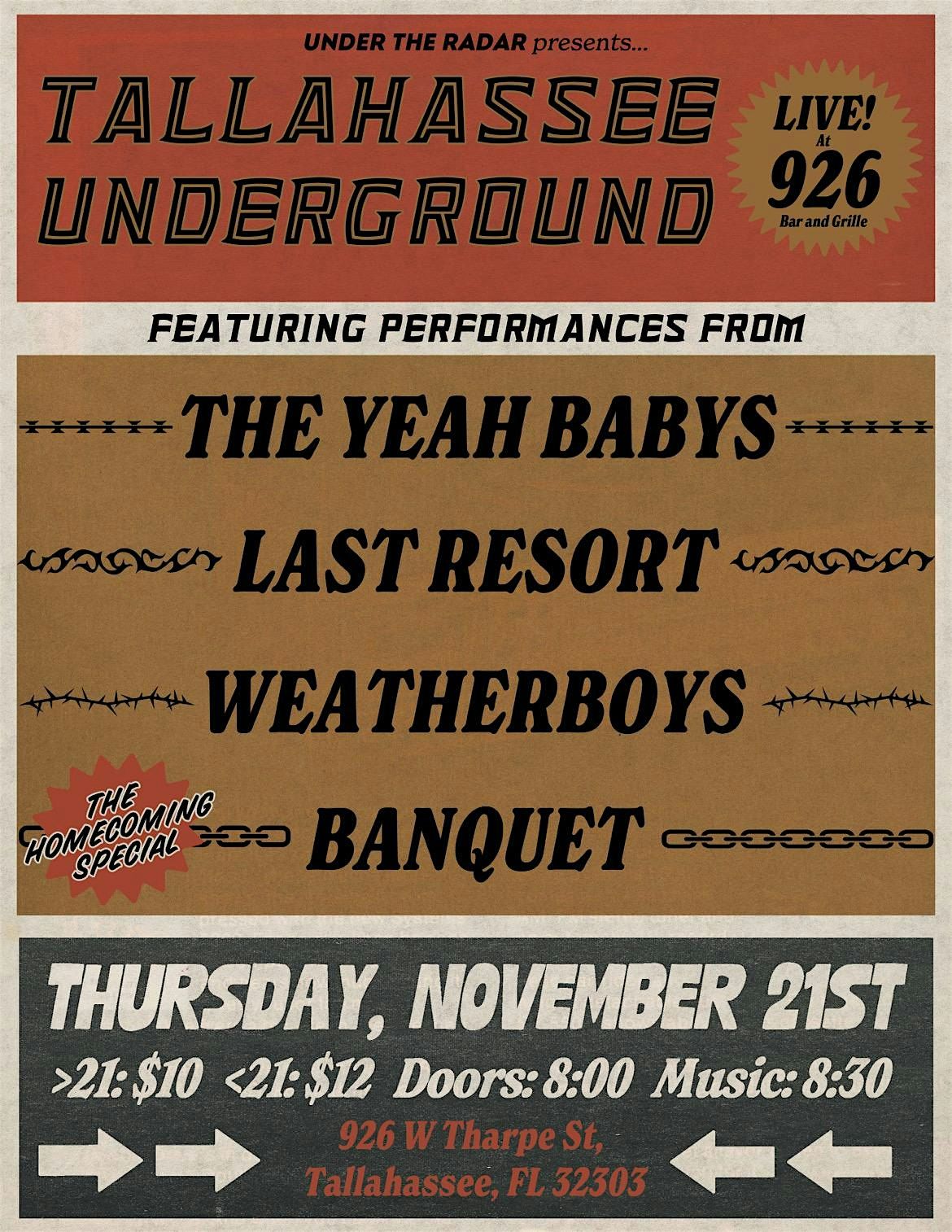 Under the Radar: The Yeah Babys, Last Resort, Weatherboys,Banquet @ 926 Bar