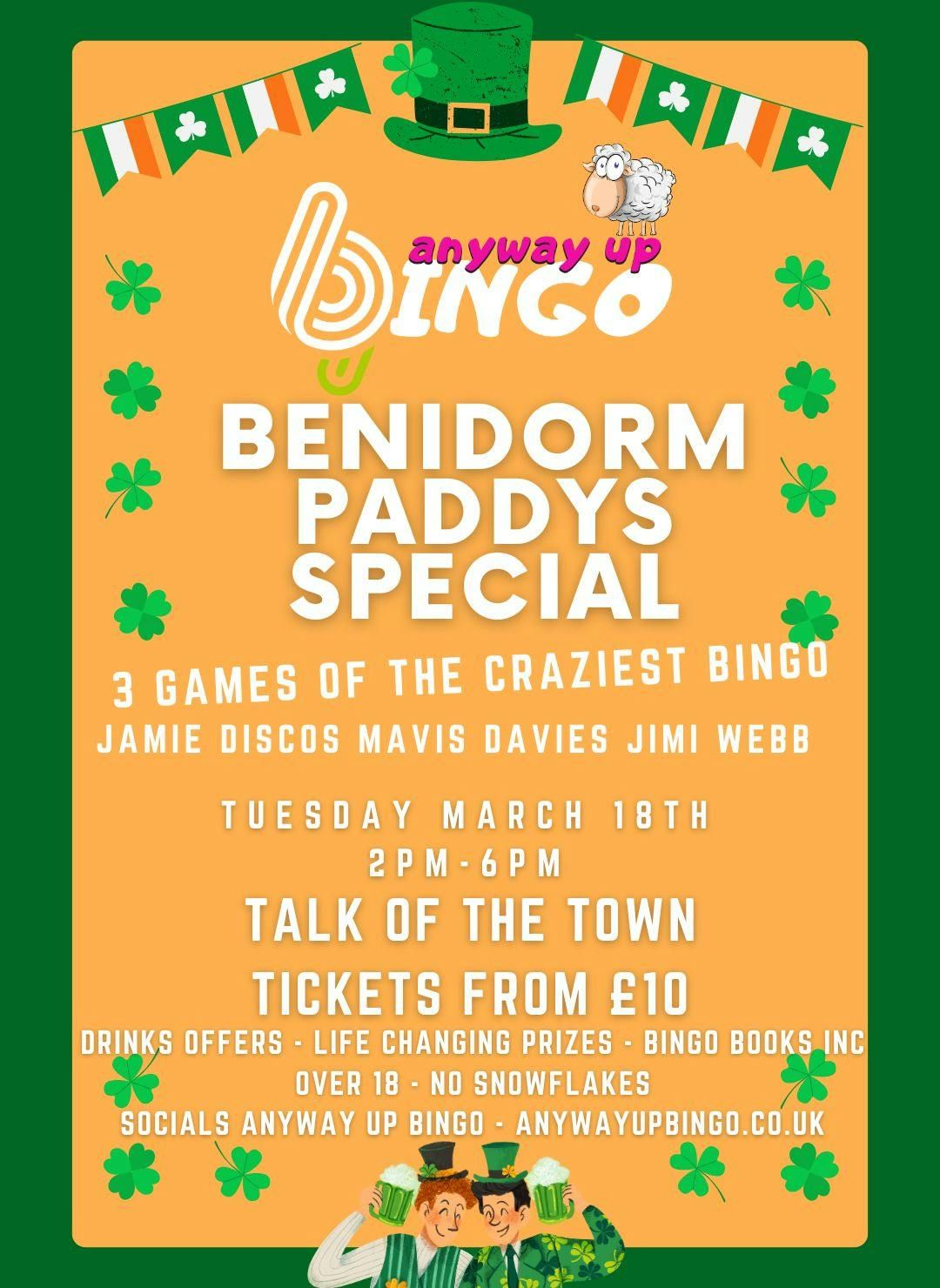 ANYWAY UP BINGO BENIDORM PADDYS SPECIAL