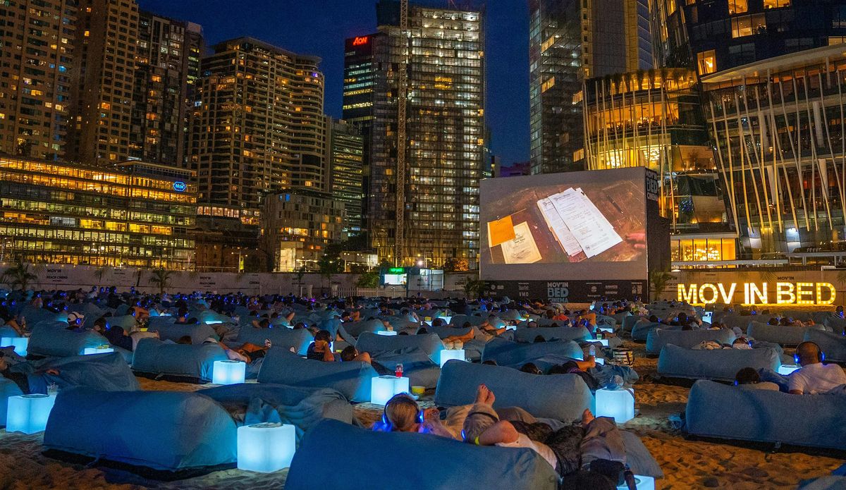 Mov\u2019In Bed Outdoor Bed Cinema in The Docklands