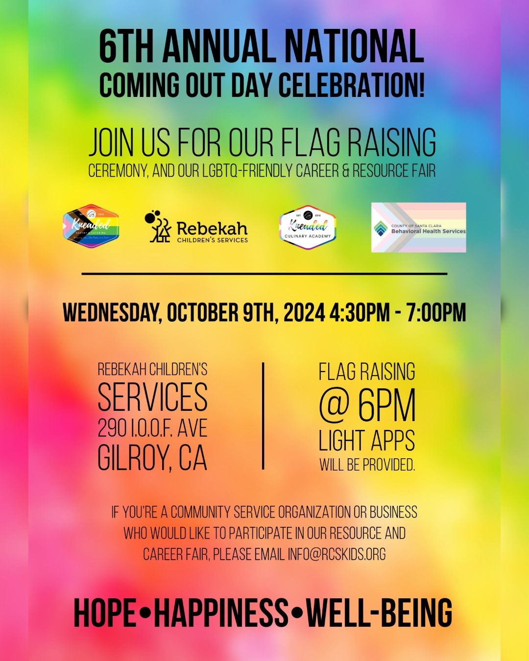 6th Annual National Coming Out Day Flag Raising Ceremony & Resource Fair