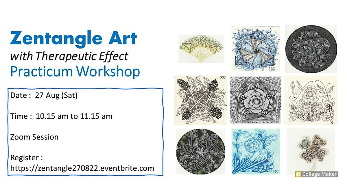 Zentangle Mindful Art Therapeutic Practice Session, Online, 27 August