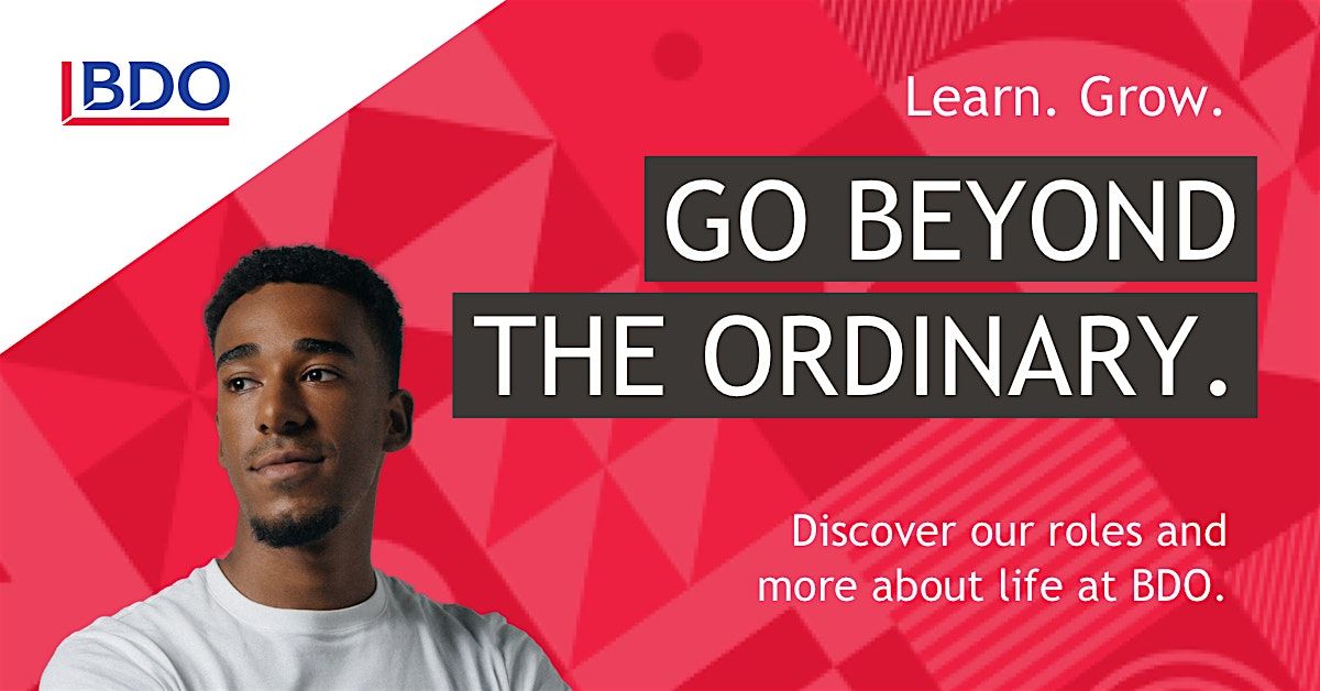 BDO School leaver insight evening - 4.30pm, 8th October