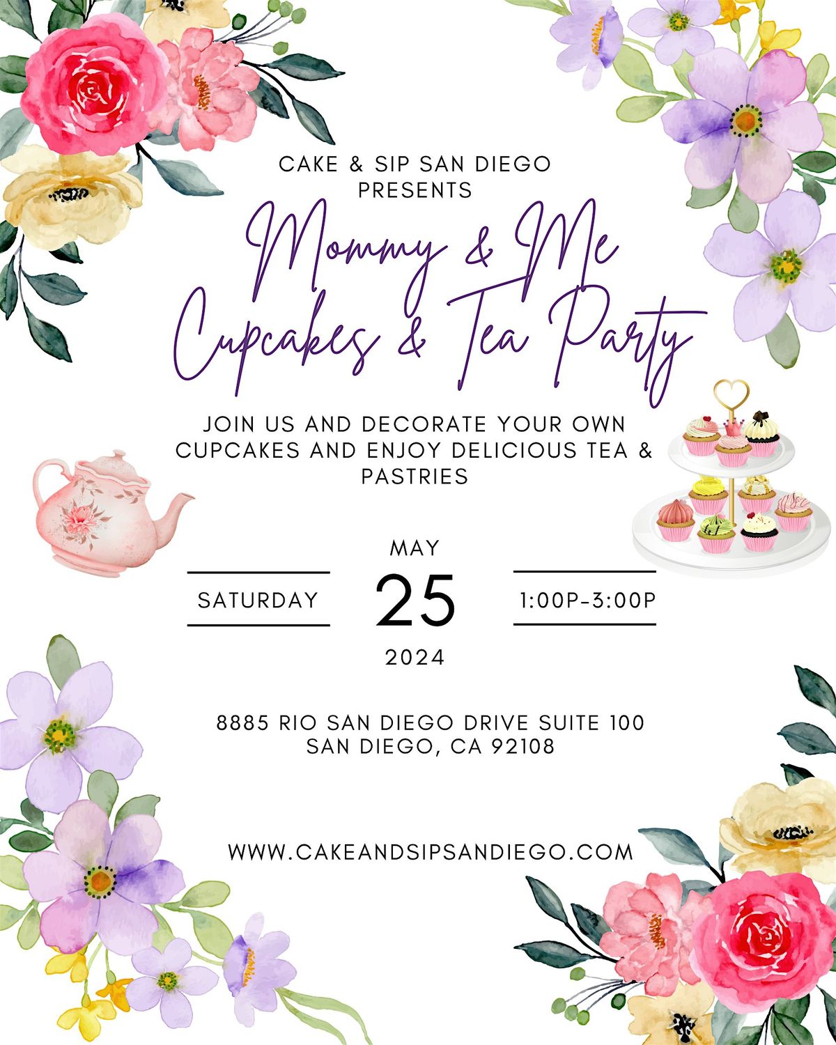 Cake and Sip San Diego "Mommy & Me Cupcake Decorating & Tea Party"