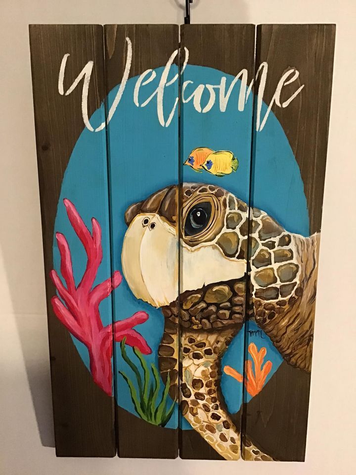 Sammy the Sea Turtle on Wood Paint Class