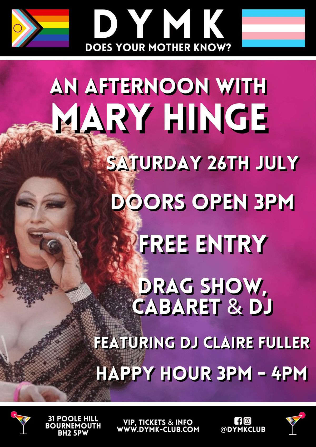 MARY HINGE! - DYMK Nightclub - Drag Show, Cabaret &amp; DJ